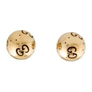 Genuine Gucci 18K Gold Icon Bold Boule Stud Earrings